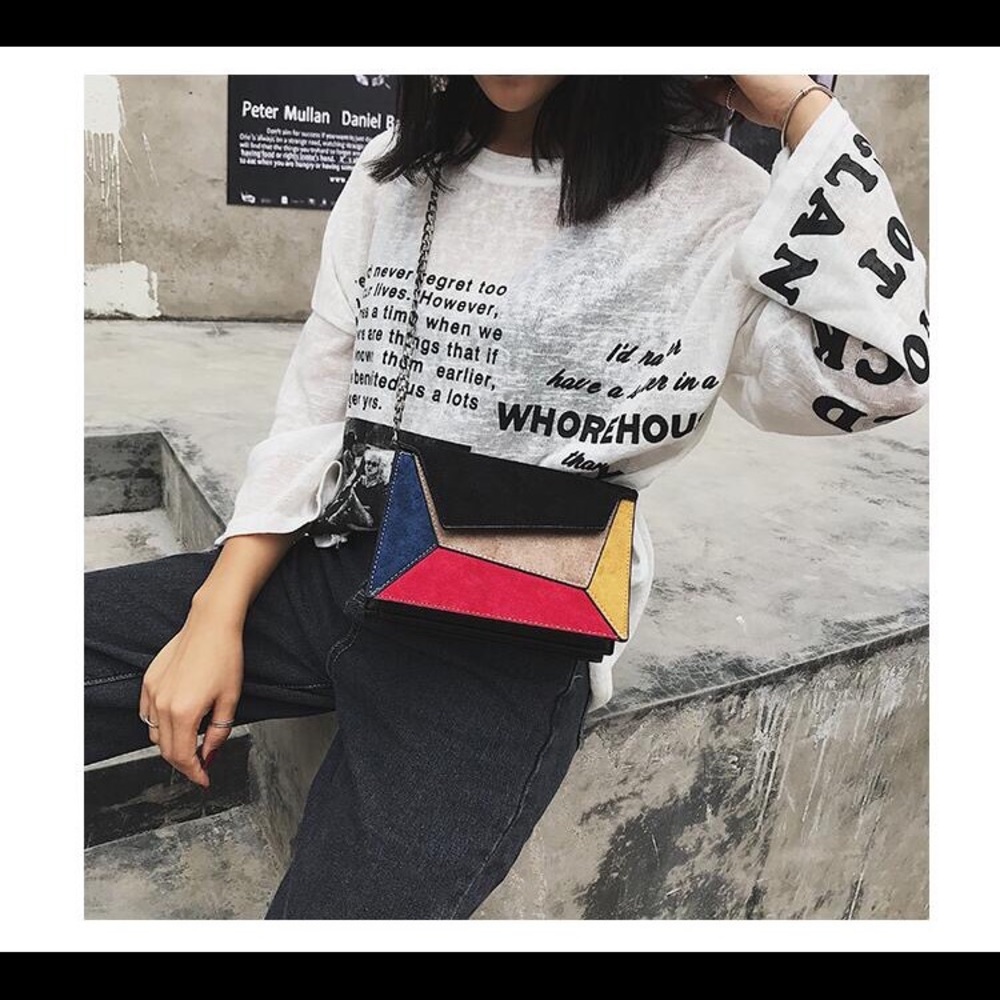 Square retro messenger chain shoulder bag